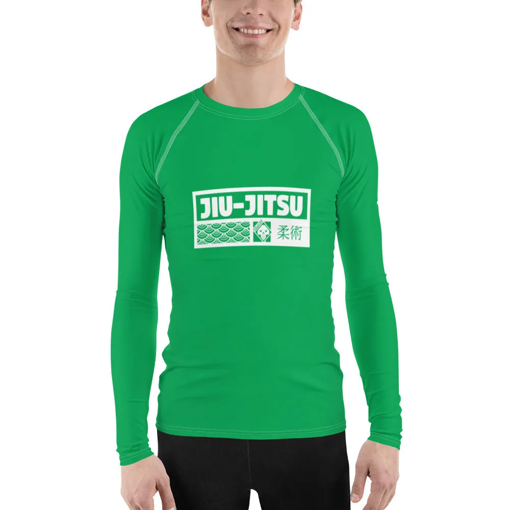 Mens Long Sleeve BJJ Rash Guard - Jiu-Jitsu 010 - Jade