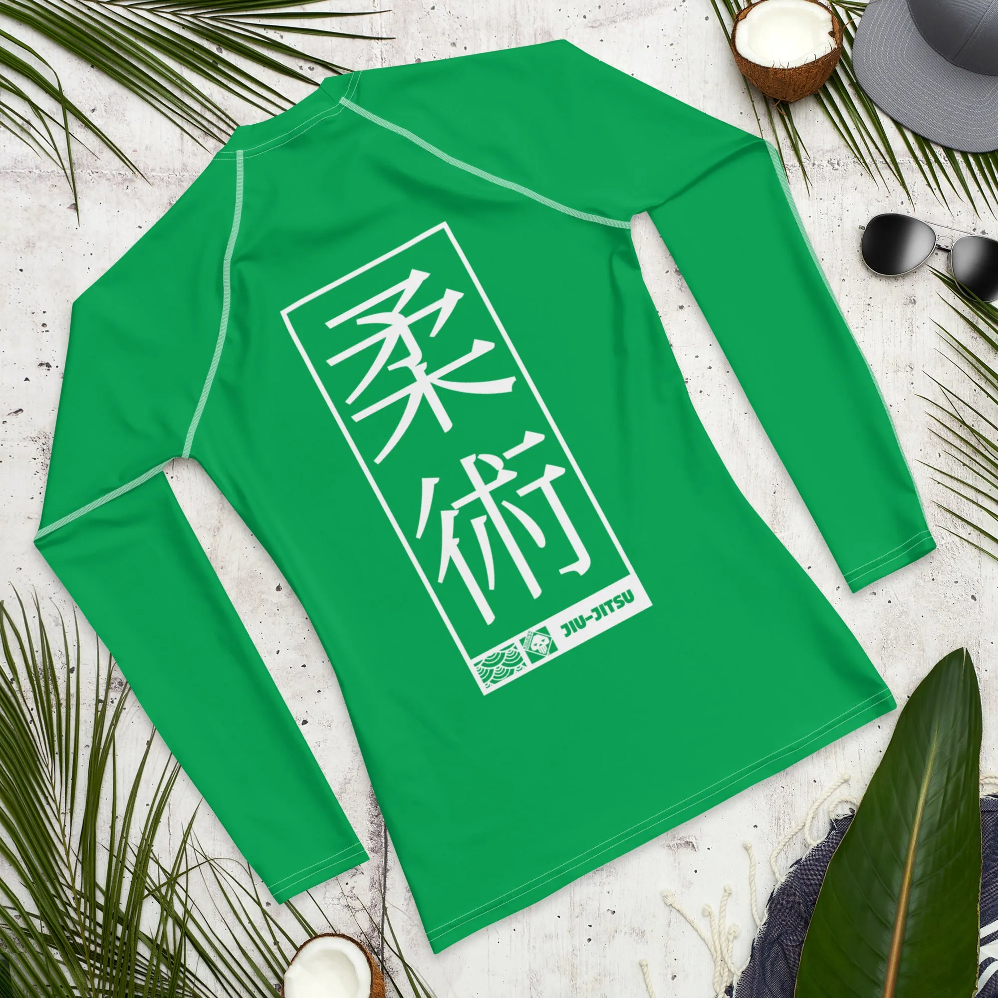 Mens Long Sleeve BJJ Rash Guard - Jiu-Jitsu 010 - Jade