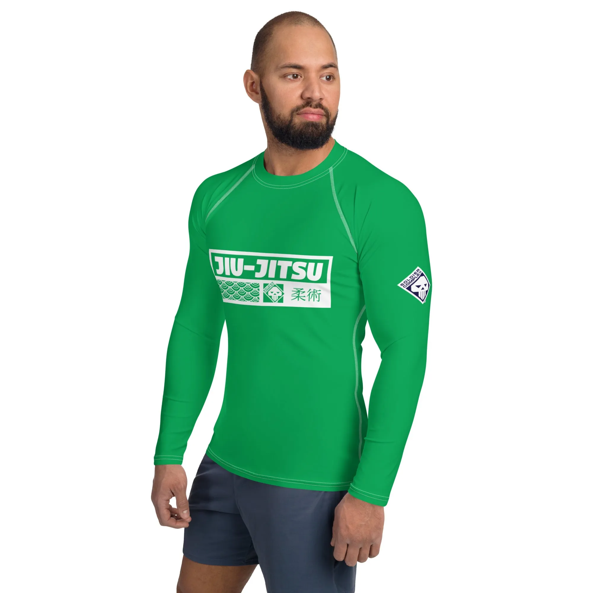 Mens Long Sleeve BJJ Rash Guard - Jiu-Jitsu 010 - Jade