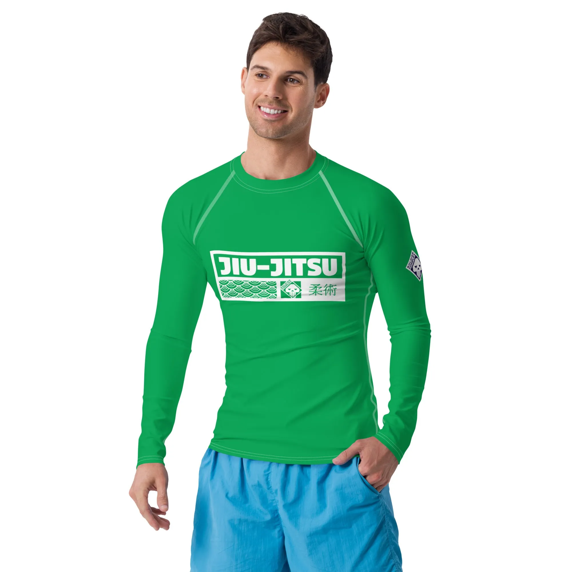 Mens Long Sleeve BJJ Rash Guard - Jiu-Jitsu 010 - Jade