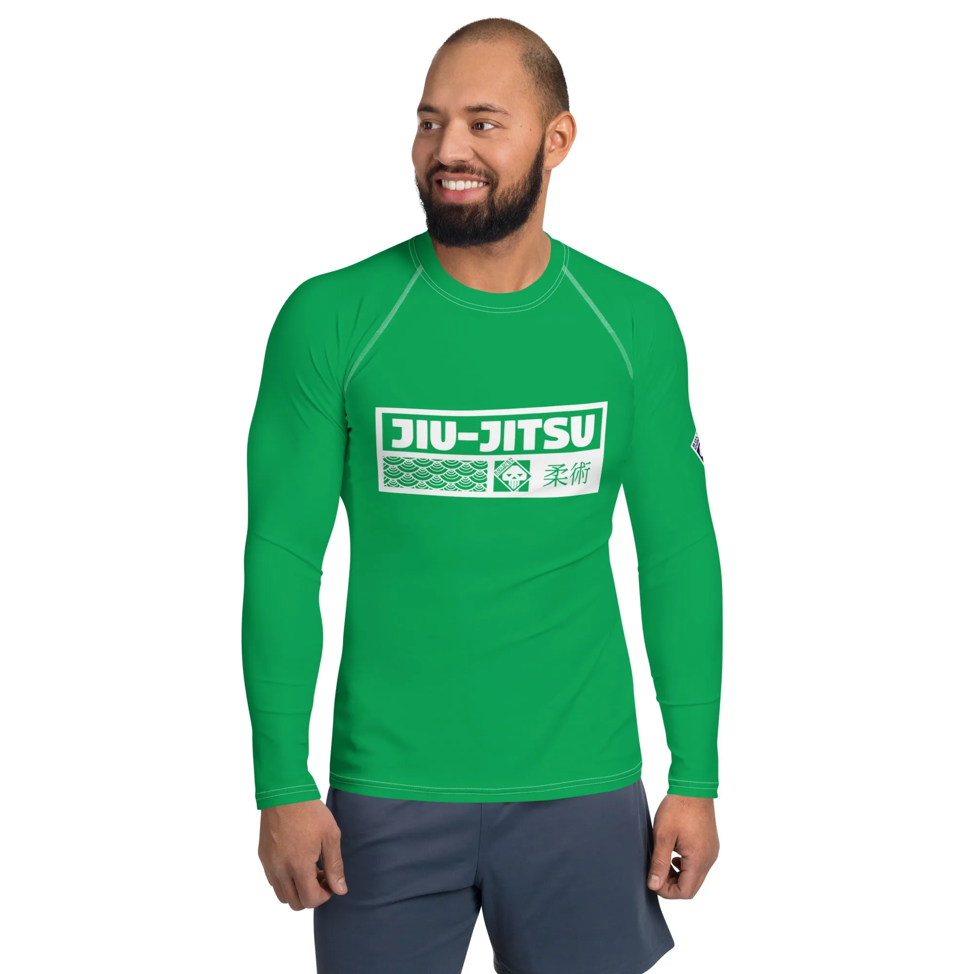 Mens Long Sleeve BJJ Rash Guard - Jiu-Jitsu 010 - Jade