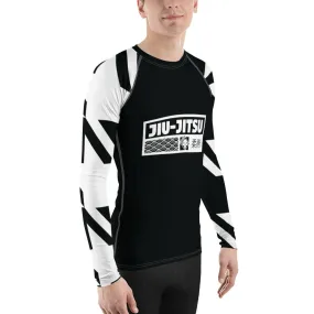 Mens Long Sleeve BJJ Rash Guard - Jiu-Jitsu 024 - Houndstooth 001 Noir