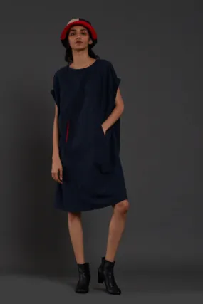 Navy Blue Pocket Dress