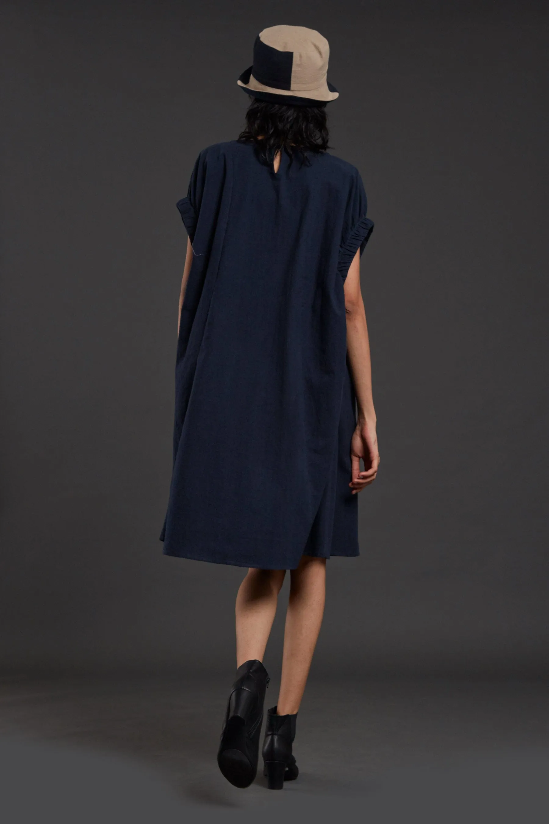 Navy Blue Pocket Dress