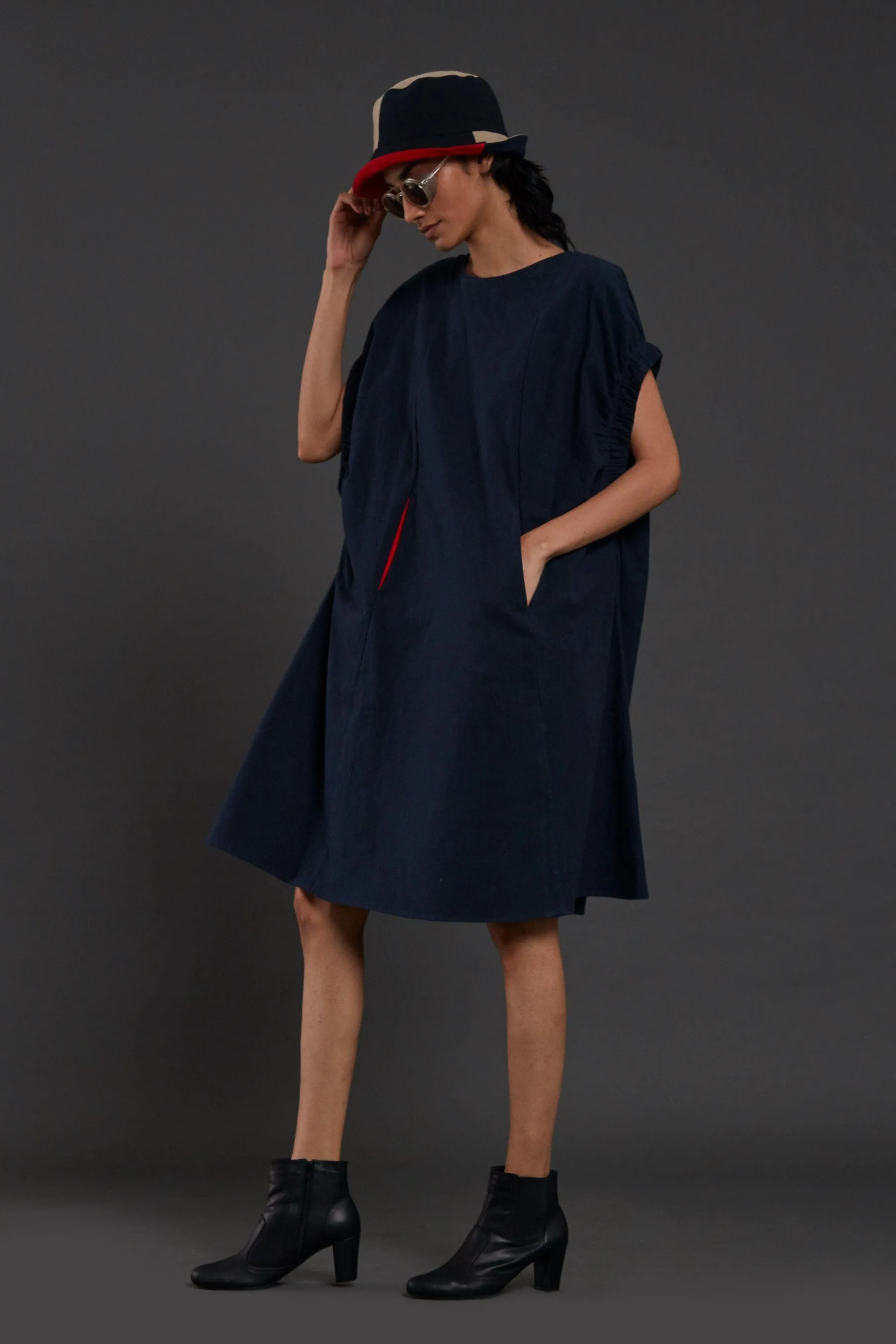 Navy Blue Pocket Dress