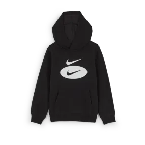 NIKE JUNIOR SWOOSH PULLOVER BLACK HOODIE