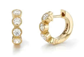 Old European Cut Diamond Huggie Earrings