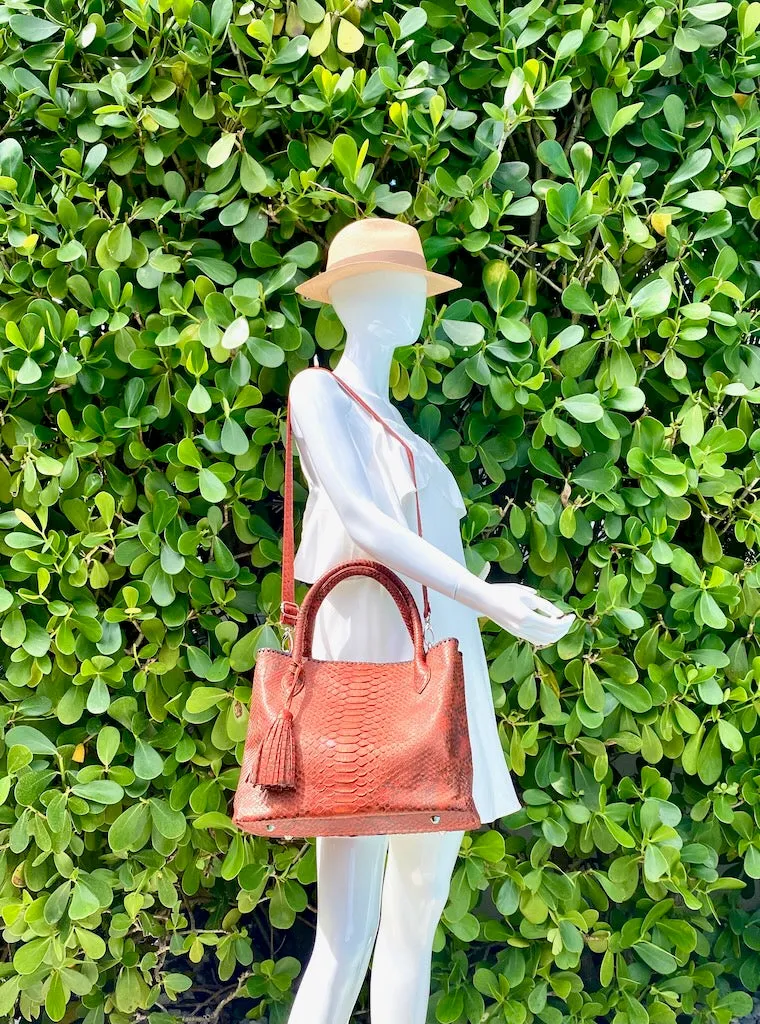 Orange Ochre Tassel Tote Bag