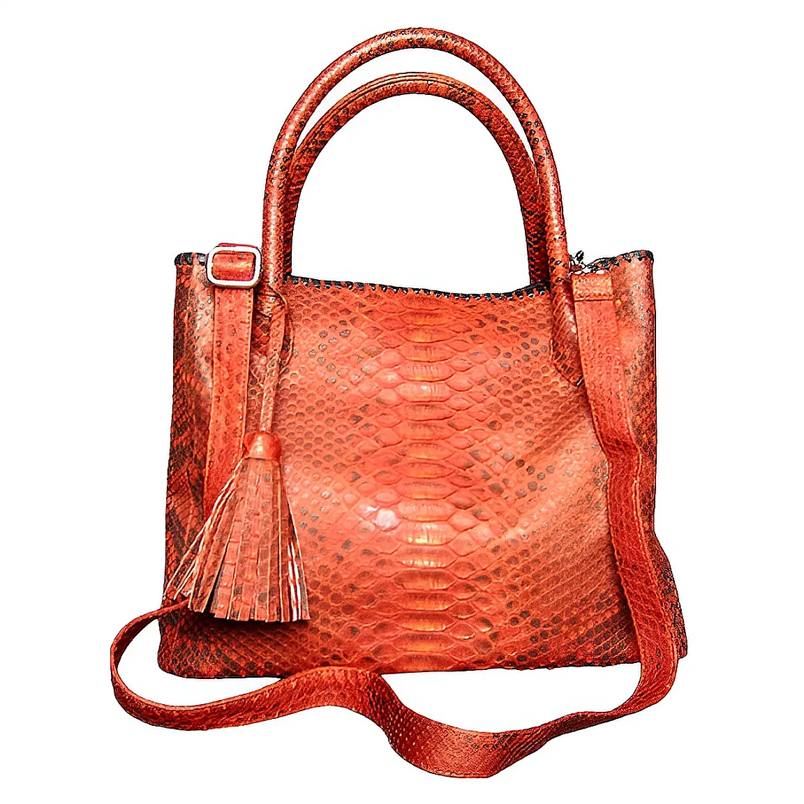 Orange Ochre Tassel Tote Bag