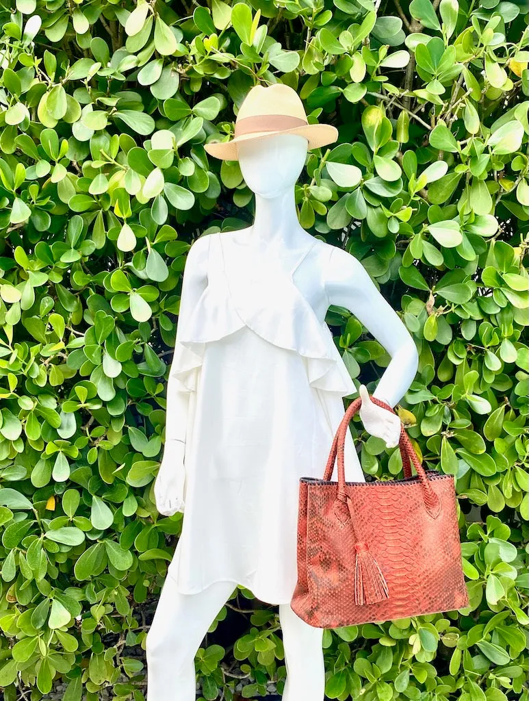 Orange Ochre Tassel Tote Bag