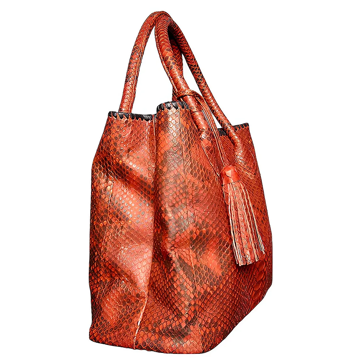 Orange Ochre Tassel Tote Bag