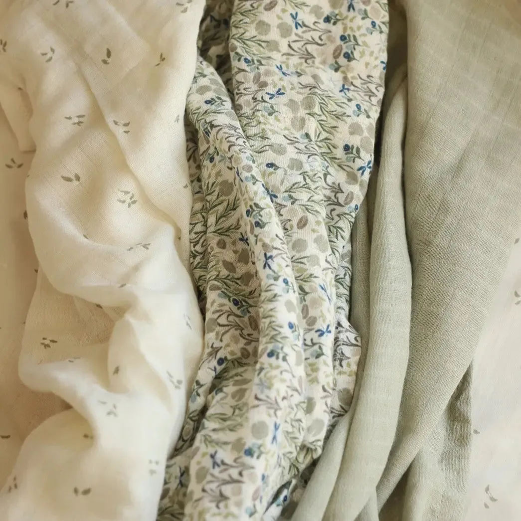 Organic Baby Muslin Squares Set of 3 - Riverbank - Avery Row