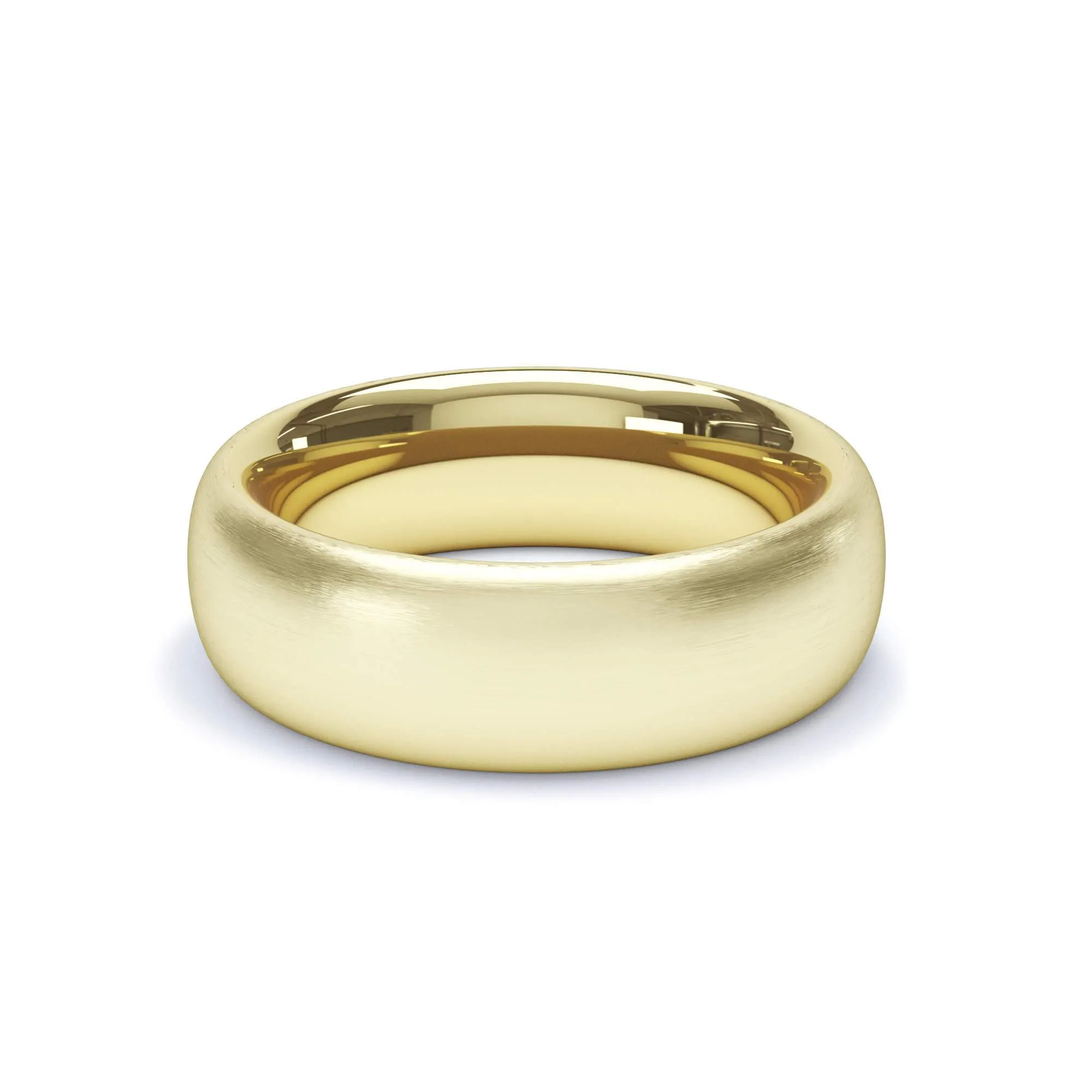 - Oval Profile Satin Wedding Ring 18k Yellow Gold