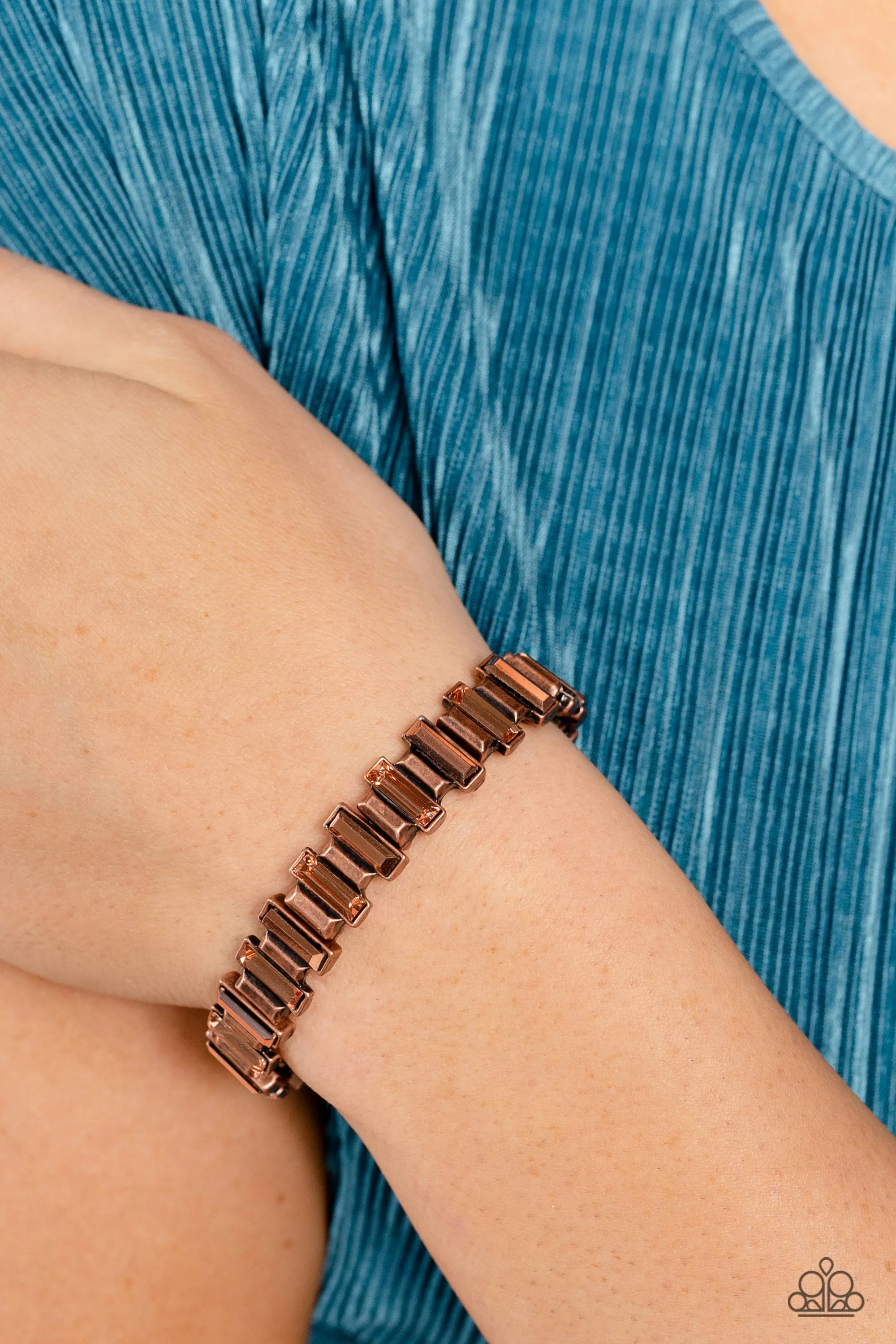 Paparazzi BURSTING the Midnight Oil  Copper Bracelet