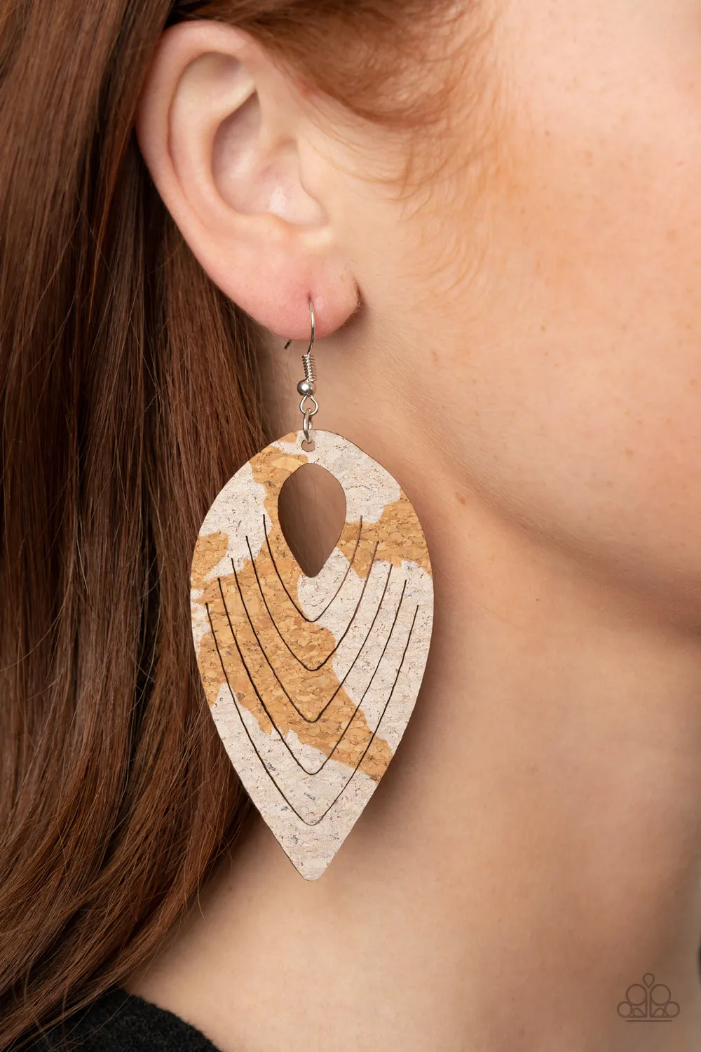 Paparazzi Cork Cabana - White Earrings