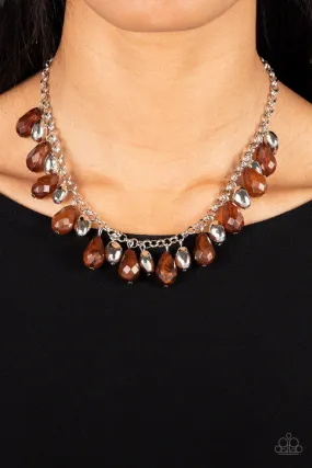 Paparazzi Summertime Tryst Brown Necklace & Earring Set