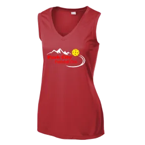 Park City Pickleball Club (Red Words) Customizable | Women’s Sleeveless Athletic Shirt | 100% Polyester