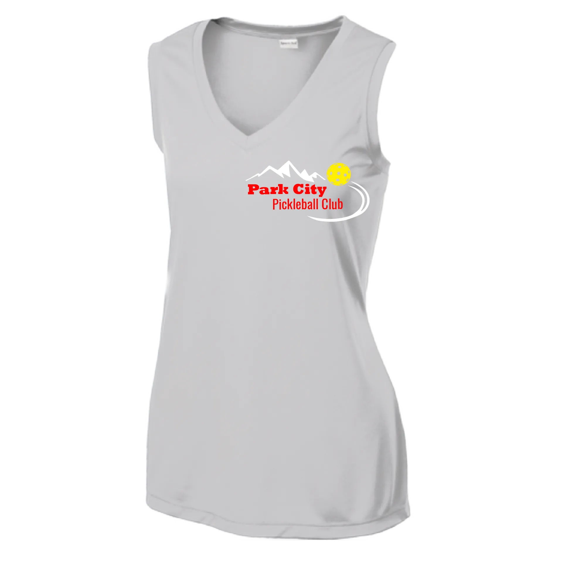 Park City Pickleball Club (Red Words) Customizable | Women’s Sleeveless Athletic Shirt | 100% Polyester