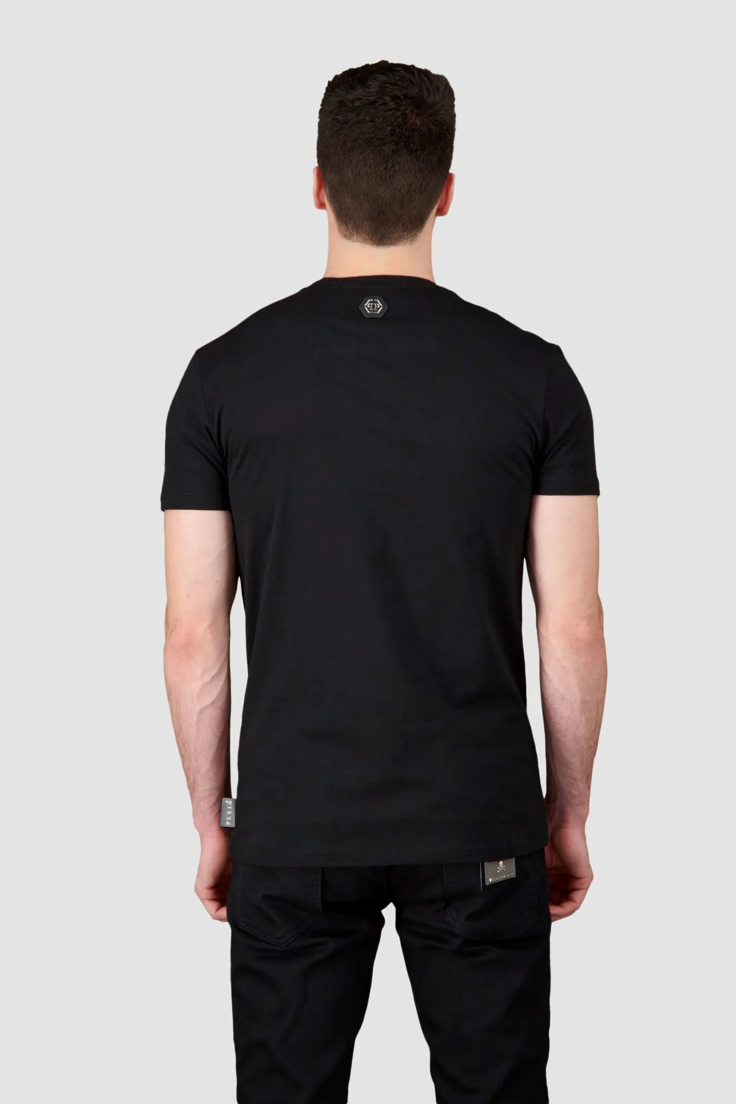 Philipp Plein Black Round Neck SS Skull Rhinestone T-Shirt