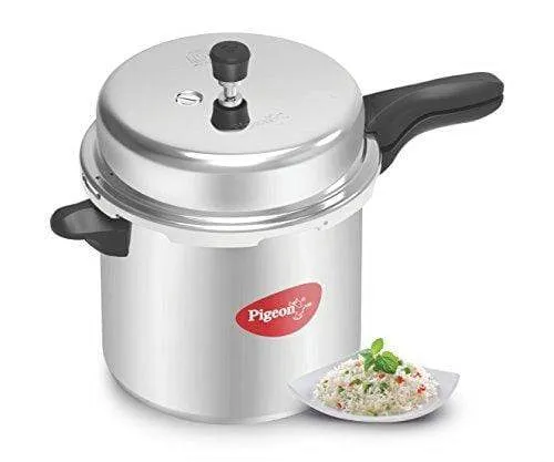 Pigeon by Stovekraft Deluxe Aluminium Pressure Cooker, 12 Litres,Silver