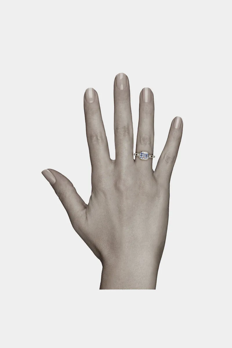 Pixel Dust Open Set Solitaire Ring - Burmese Spinel Cushion Cut in White Gold