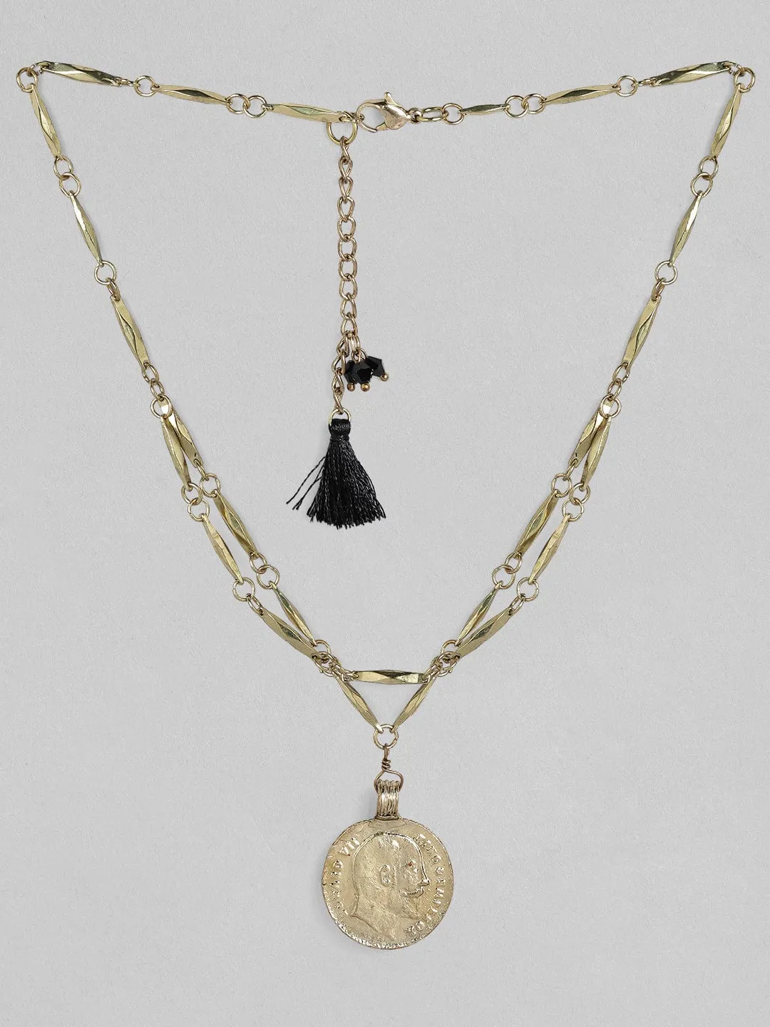 Rubans Antique Gold Plated Layered Minimal Boho Necklace