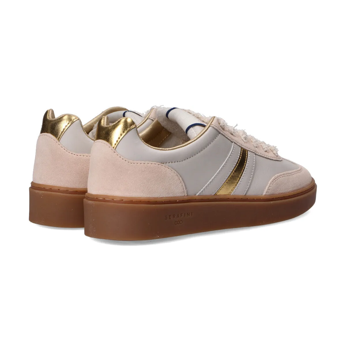 Serafini sneakers Court in pelle-camoscio panna