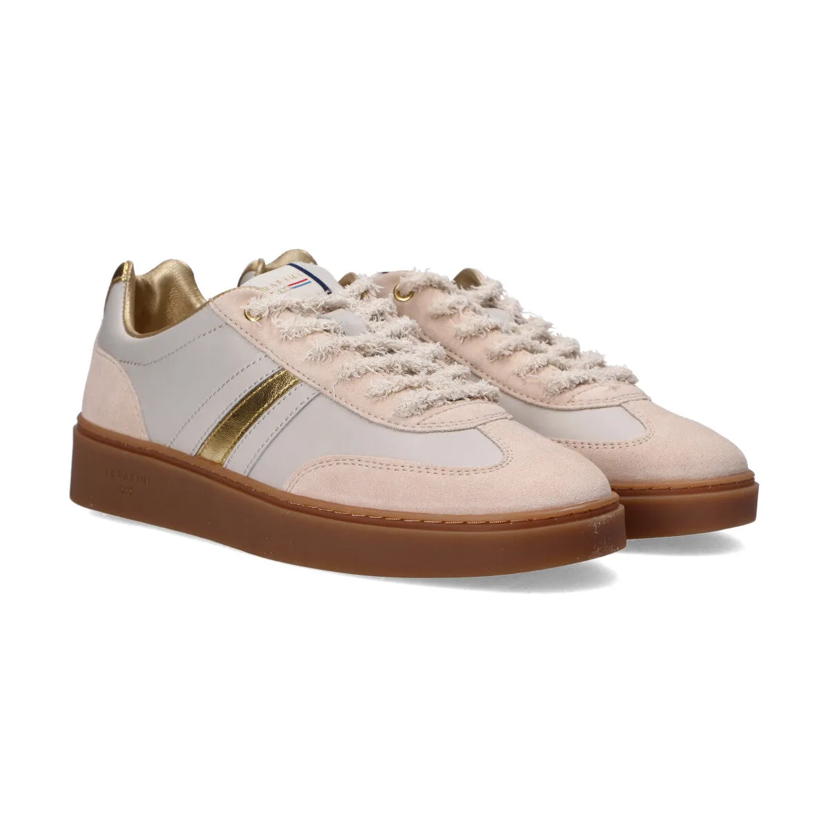 Serafini sneakers Court in pelle-camoscio panna