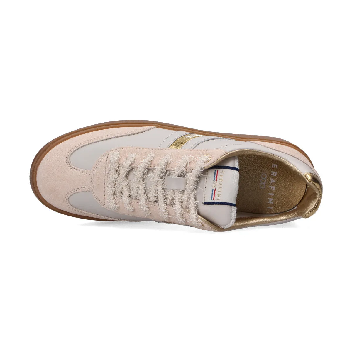 Serafini sneakers Court in pelle-camoscio panna