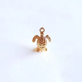 Shiny Vermeil Wholesale Gold Turtle Charm Pendant- 18k gold over Sterling Silver Small Turtle, Ocean Sea Turtle Charm, Hawaiian Honu Sea Turtle, 287