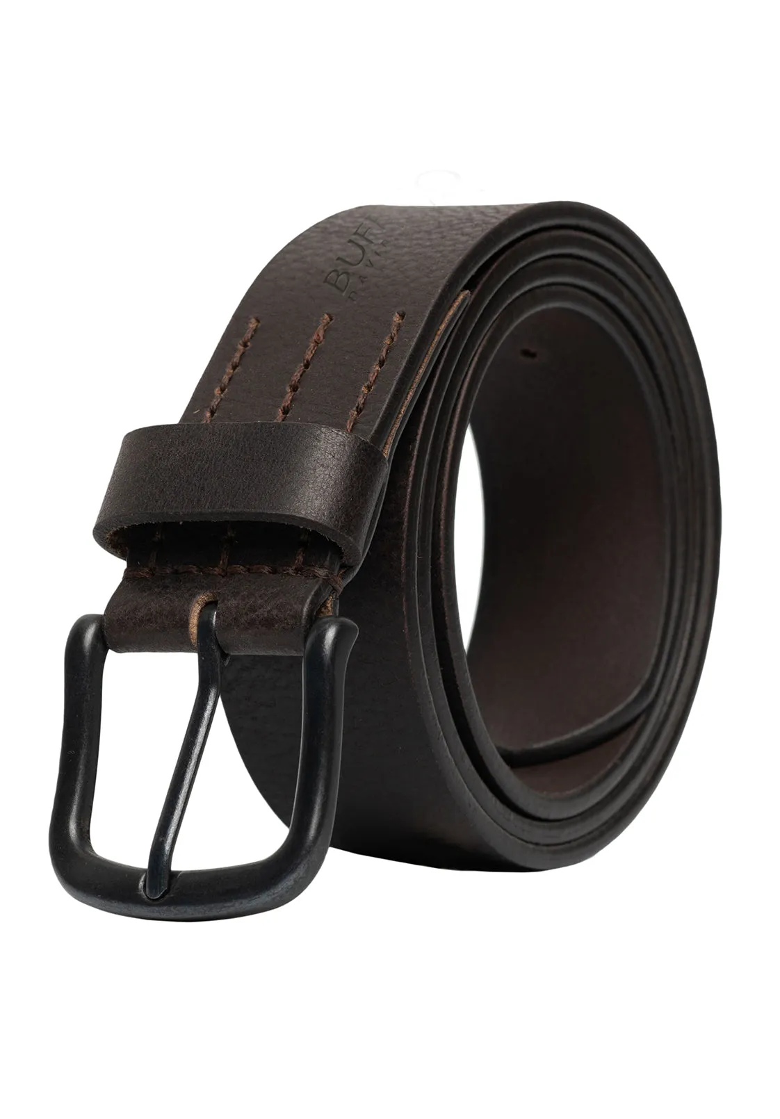 Shrunken Full Grain Brown Buffalo Leather Belt with Blackened Finish - BB1005C13