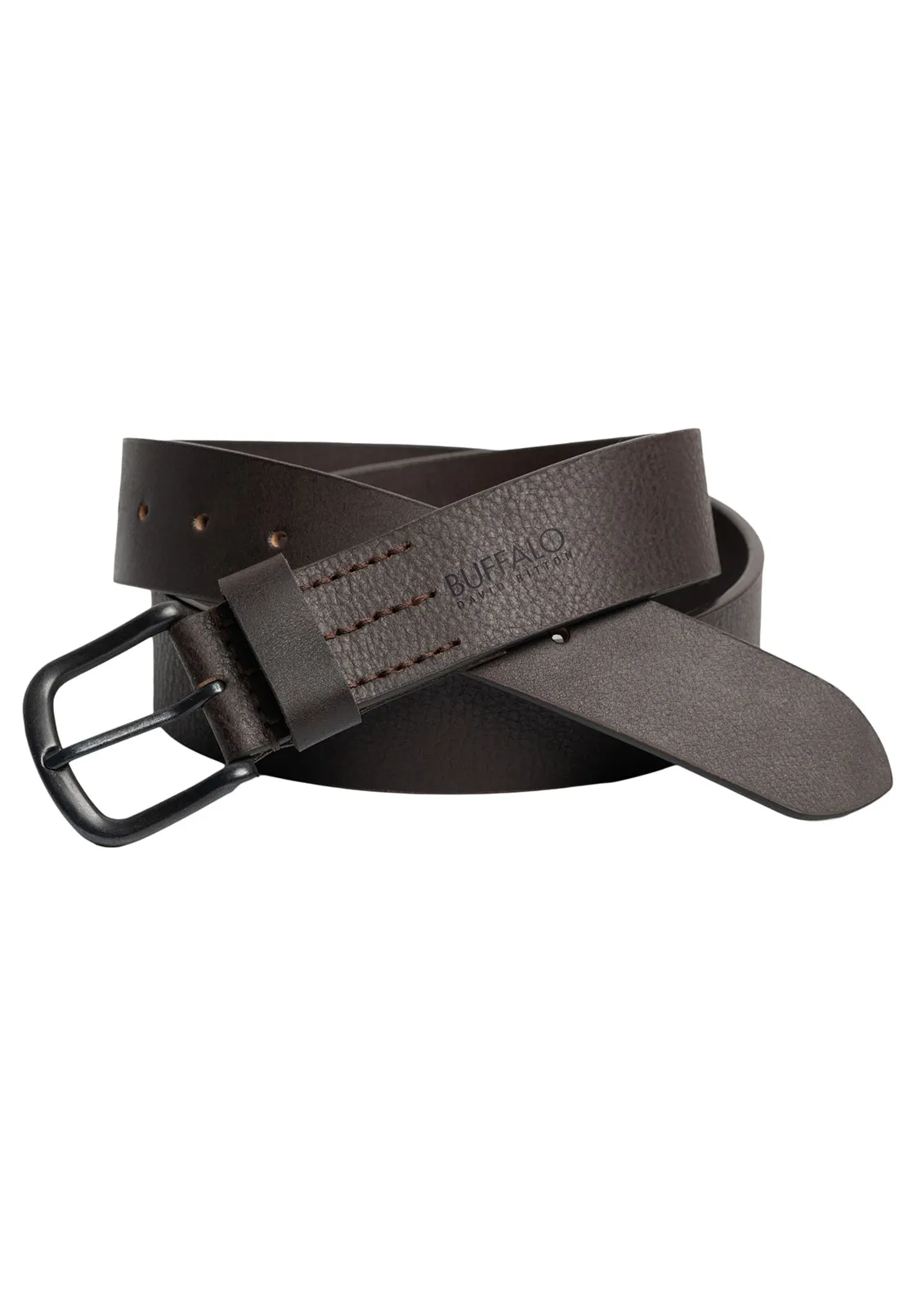 Shrunken Full Grain Brown Buffalo Leather Belt with Blackened Finish - BB1005C13