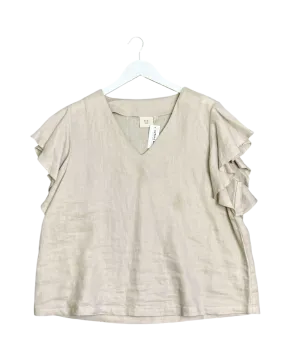 Size 16 - Elk Oatmeal Linen Flutter Sleeve Top