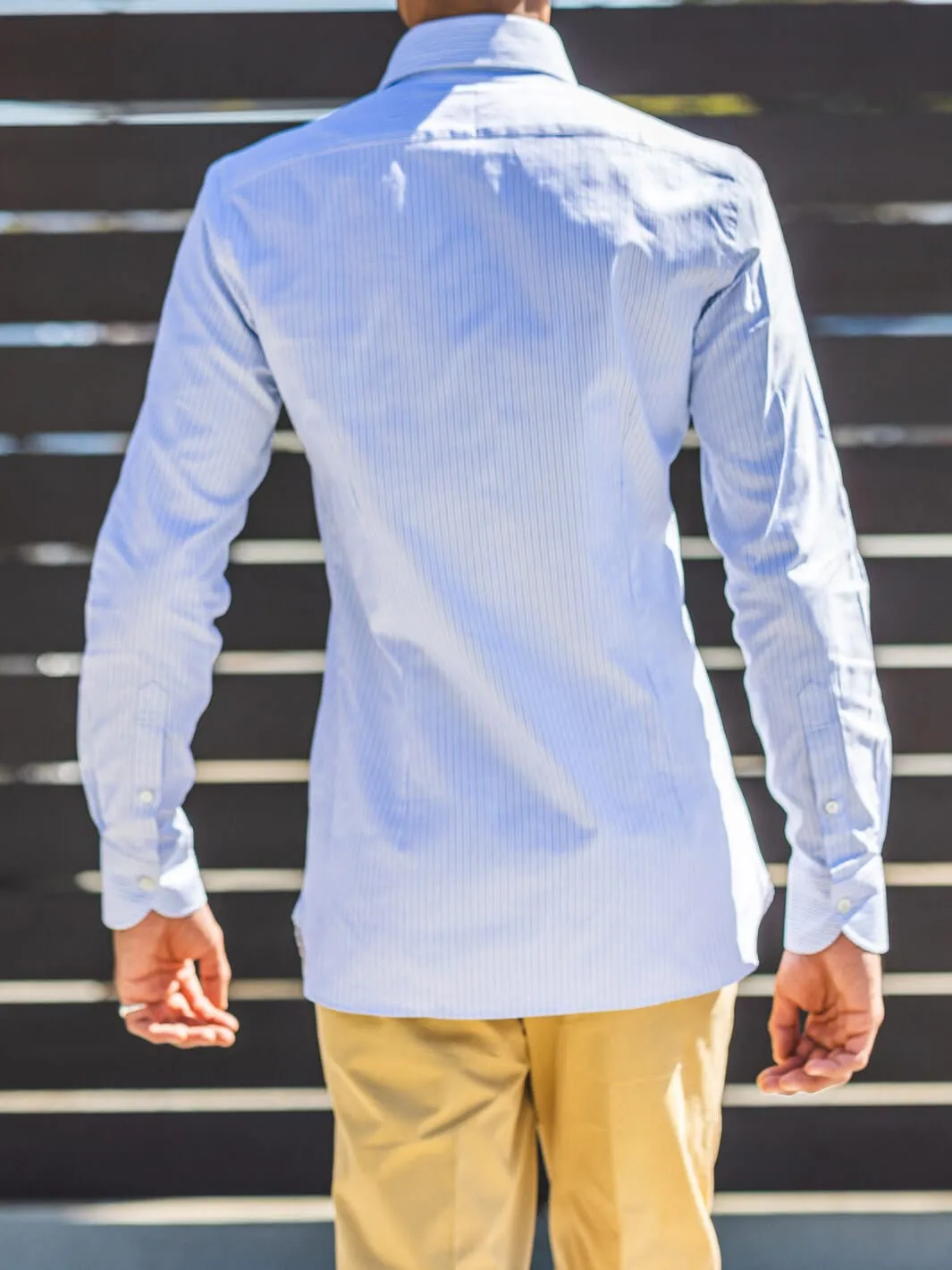 Striped Cotton Dress Shirt - Sky Blue