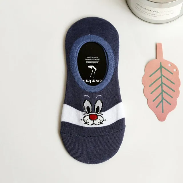 Summer Cartoon Cotton Thin Women's Boat Socks