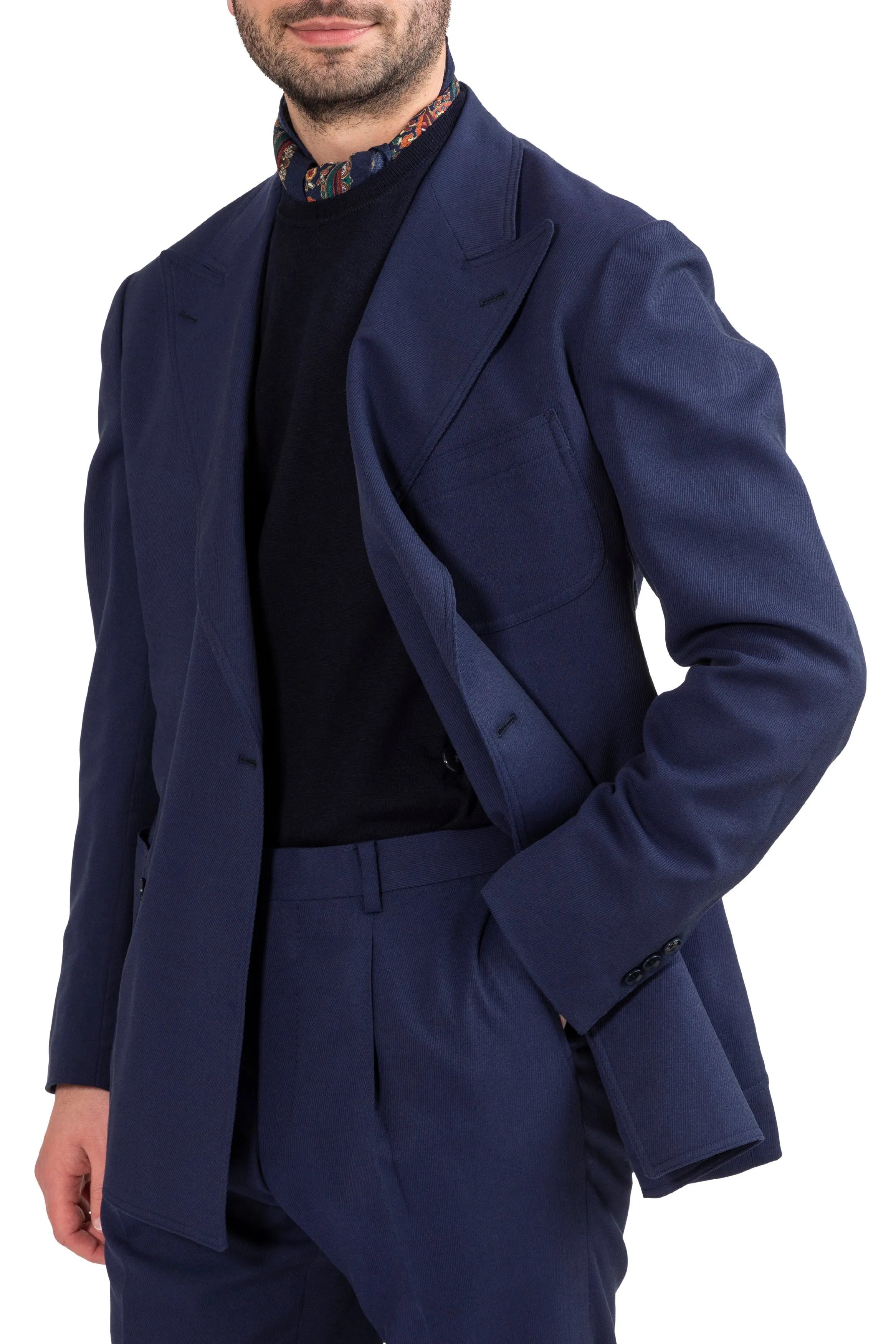 The Armoury Model 16B Navy Wool Cotton Twill DB Suit