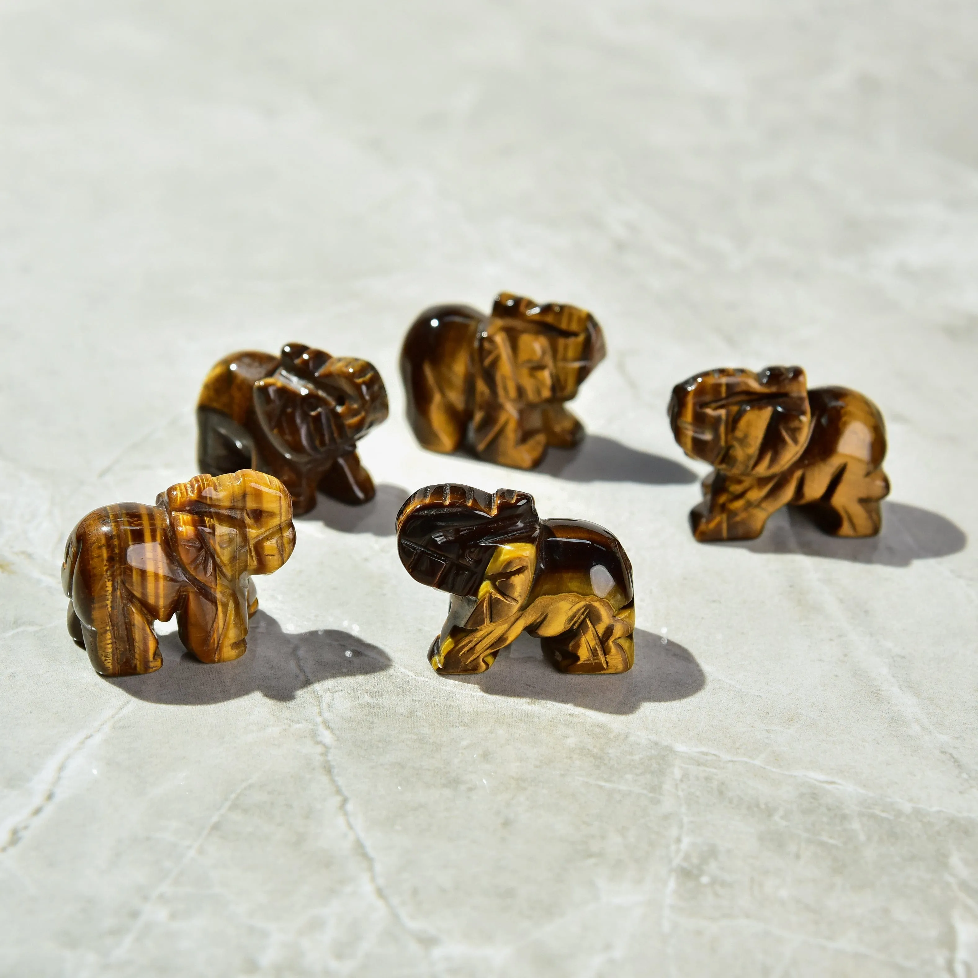 Tiger Eye Elephant 1.5 Gemstone Carving