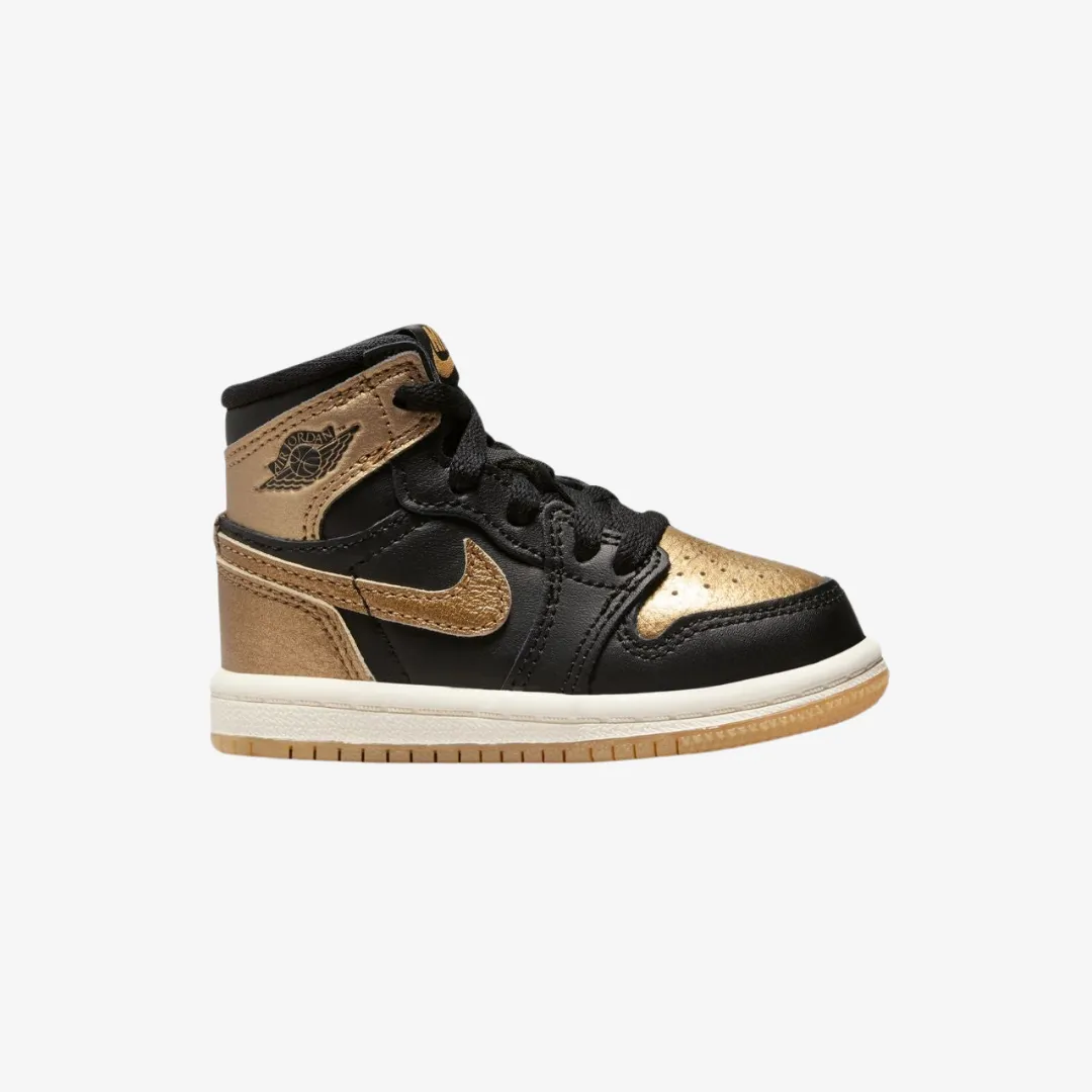 toddler jordan 1 retro high og (black/metallic gold)