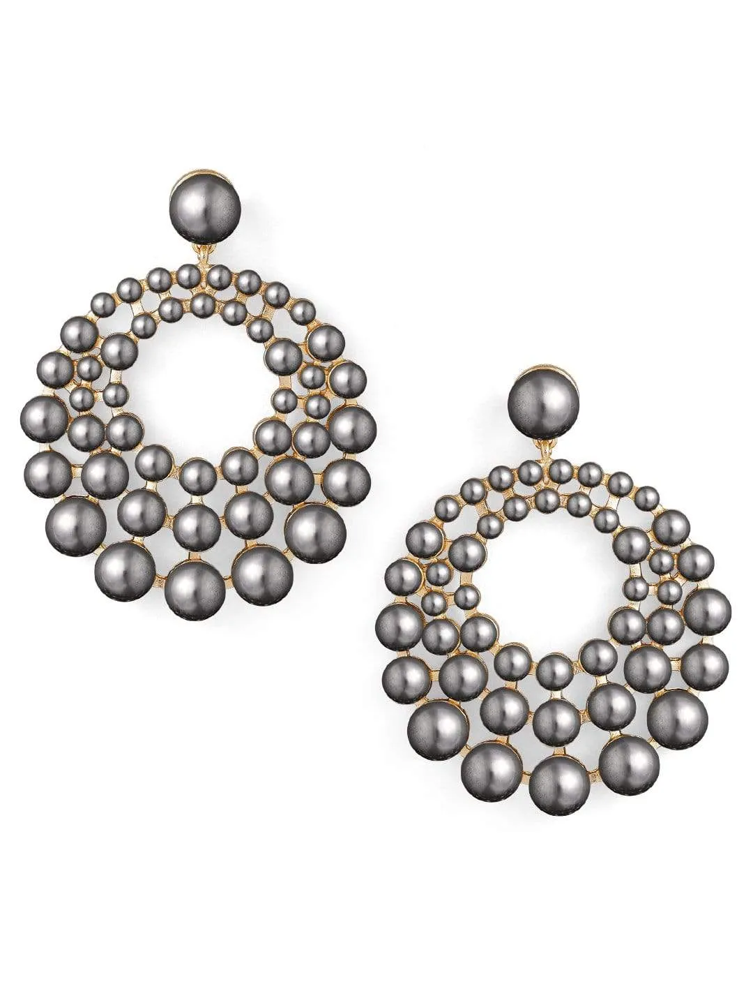 TOKYO TALKIES X Rubans Gold Plated Handcrafted Grey Pearls Chandbali Earrings