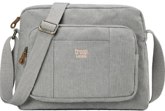 Troop London Organic Cotton Across Body Bag  | Ash Grey