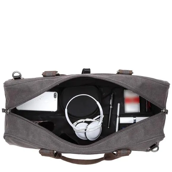 Troop London Organic Cotton Travel Holdall Duffel Bag | Charcoal