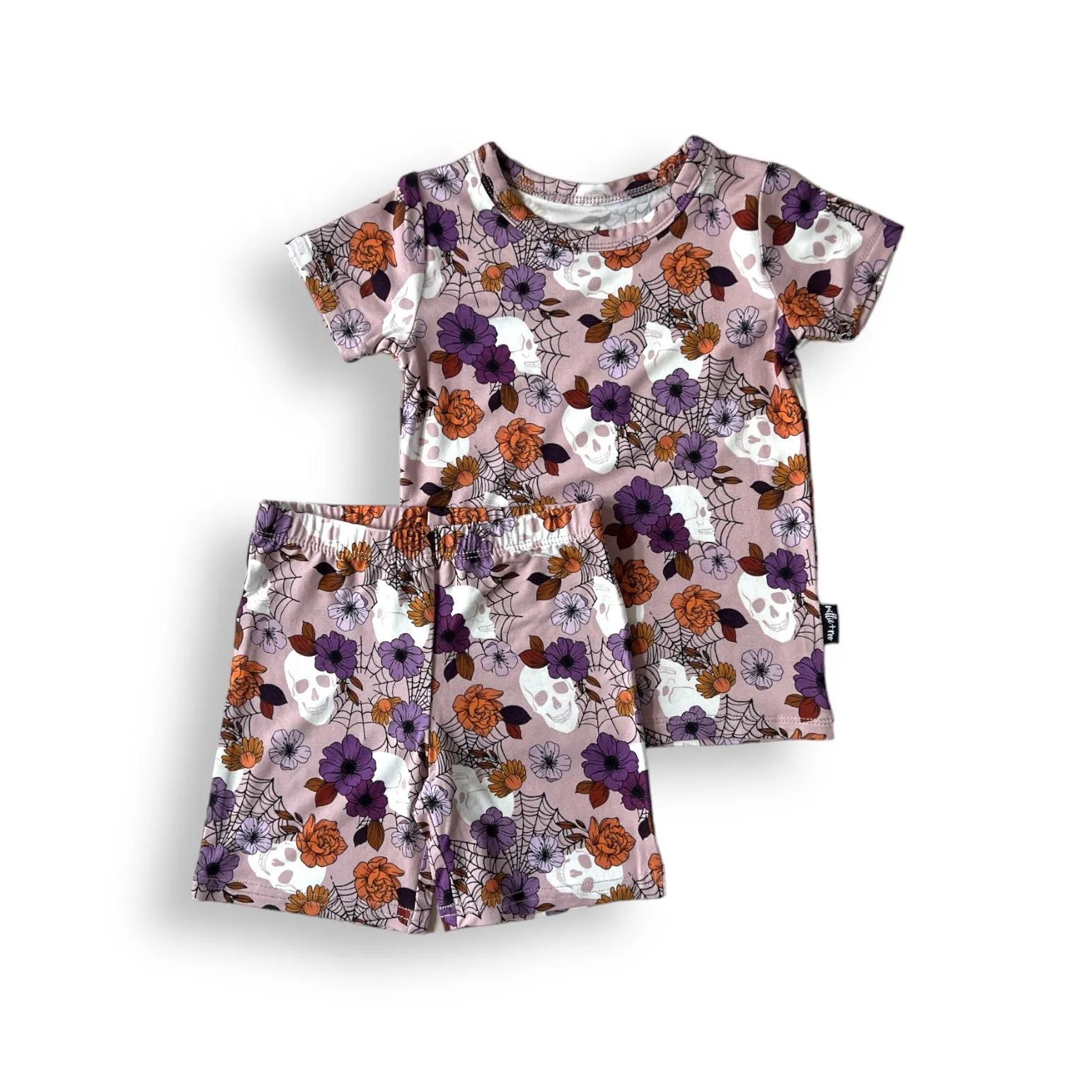 TWO PIECE SHORTIE SET- Lavender Skulls