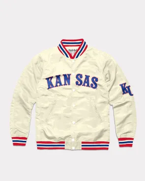 University of Kansas Arch Vintage White Varsity Jacket