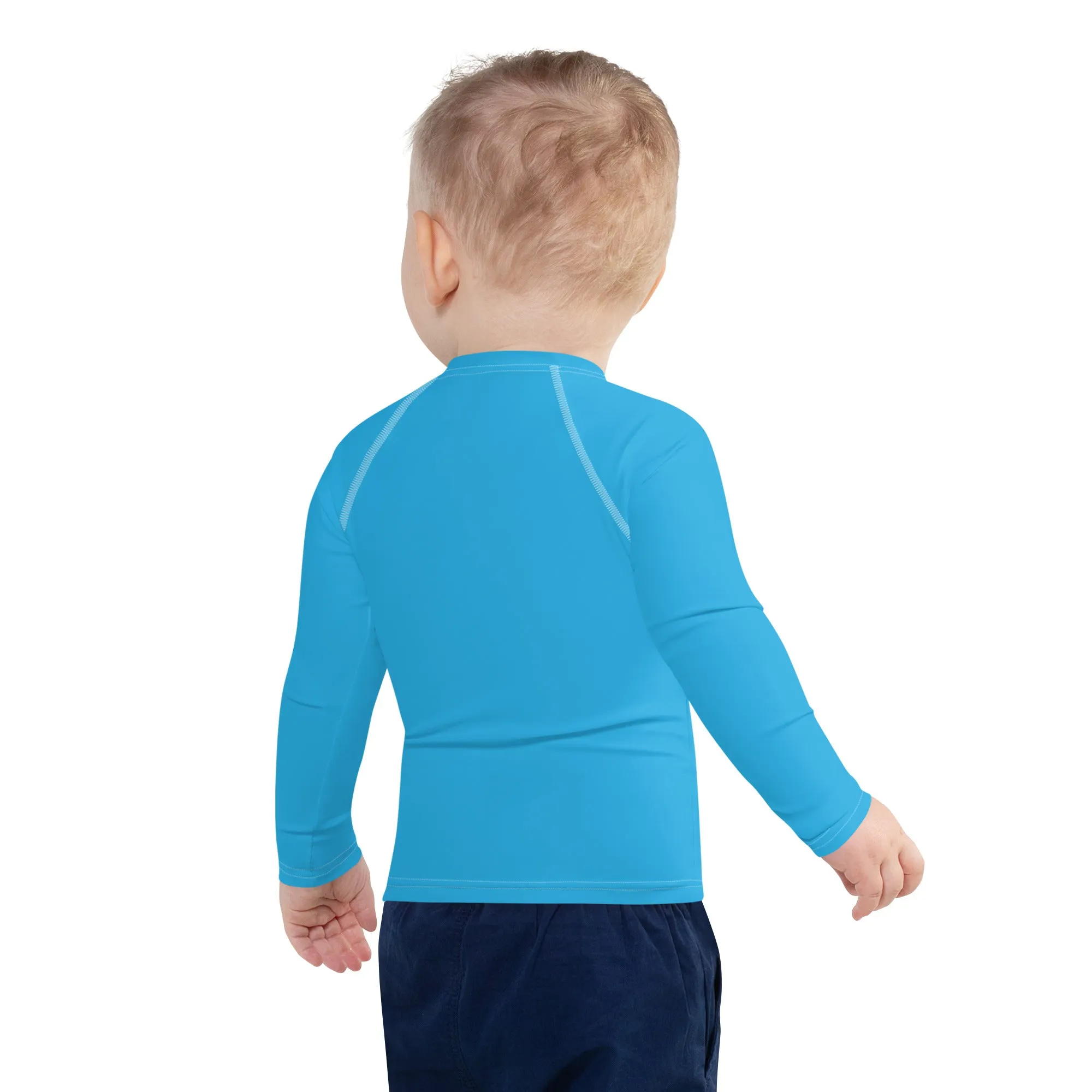 Urban Explorer: Boys' Solid Color Rash Guards for Adventures - Cyan