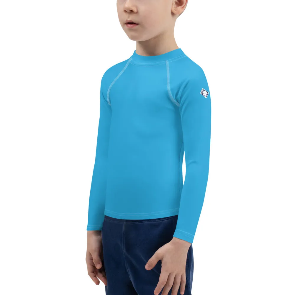 Urban Explorer: Boys' Solid Color Rash Guards for Adventures - Cyan