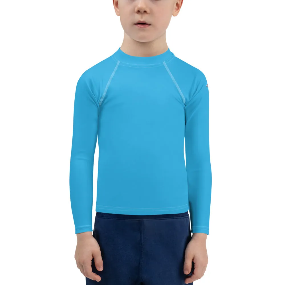 Urban Explorer: Boys' Solid Color Rash Guards for Adventures - Cyan