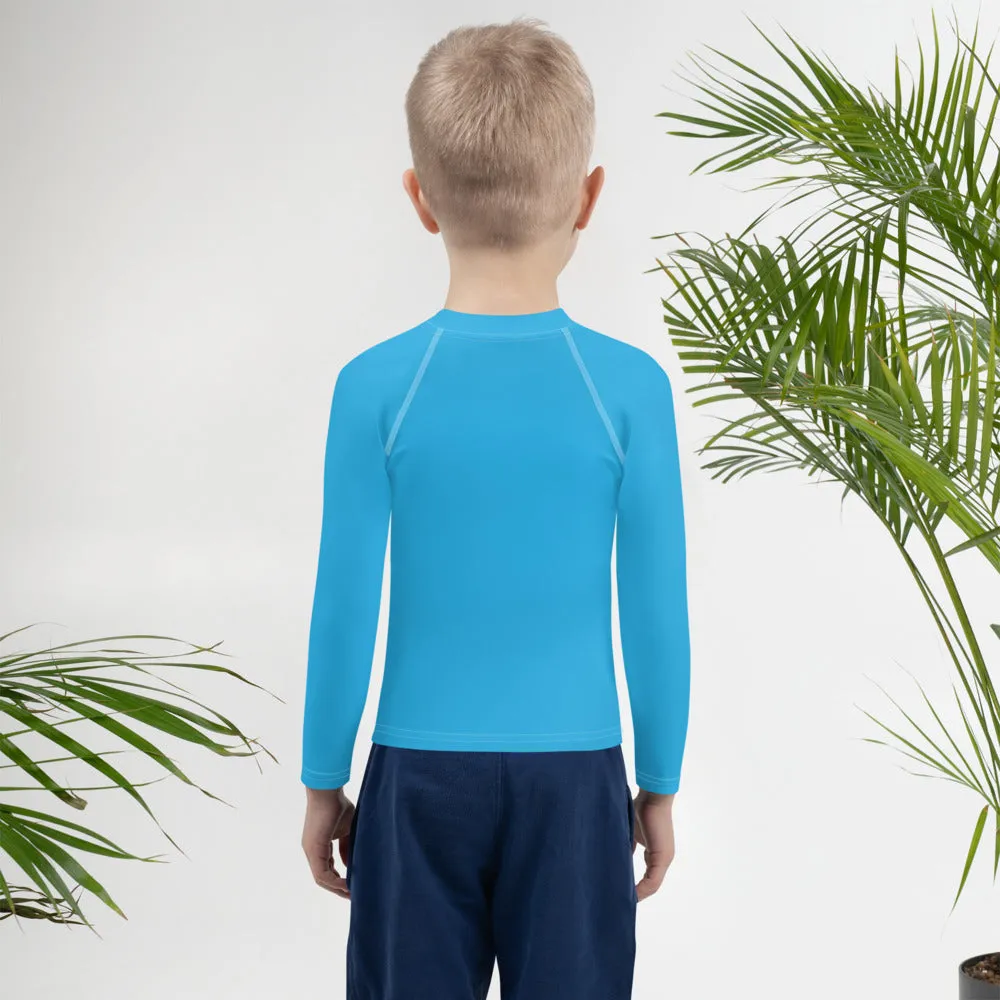 Urban Explorer: Boys' Solid Color Rash Guards for Adventures - Cyan