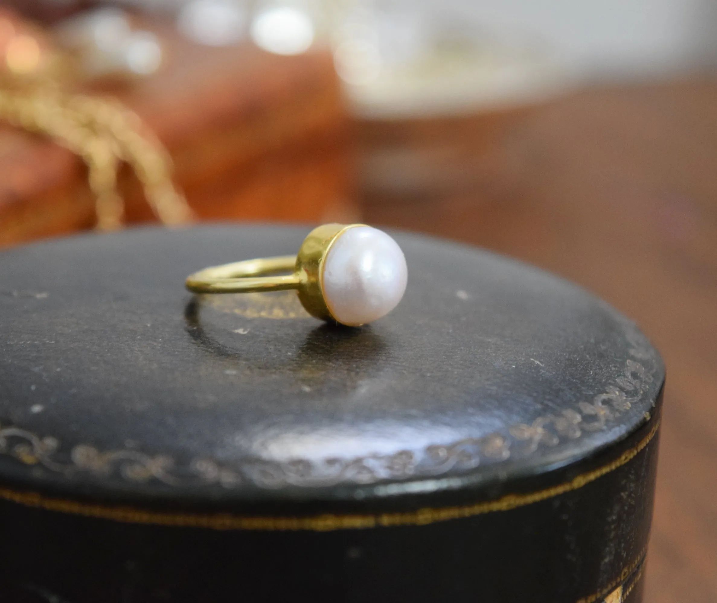 Vermeil and Pearl Ring