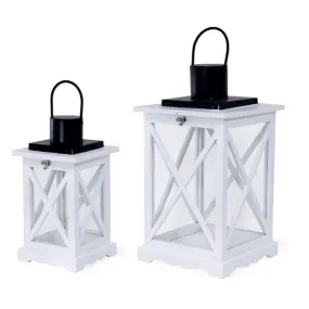 White Wood Criscross Lanterns ~ 2 Sizes