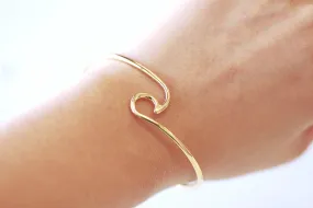 Wholesale Wave Bracelet - Wave Bangle - 925 Sterling Silver or 18k Gold - Adjustable Wave Bangle- Ocean - Wave - Island Jewelry, Beach Jewelry, 517